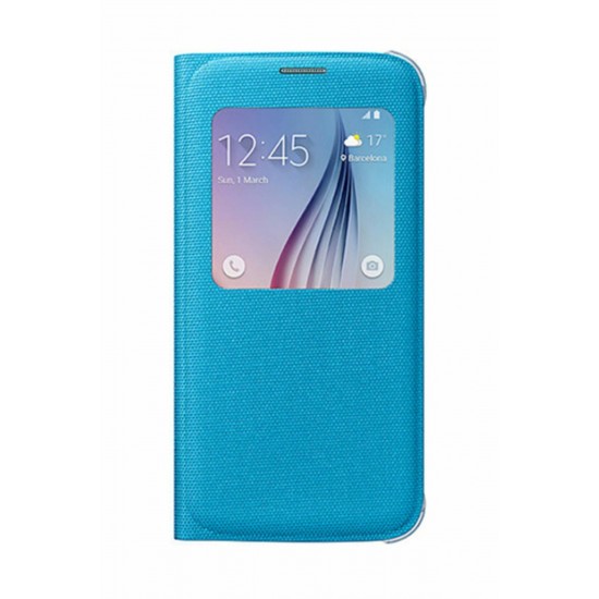 Samsung Galaxy S6 S-View Kılıf Tekstil Mavi EF-CG920BLEGWW