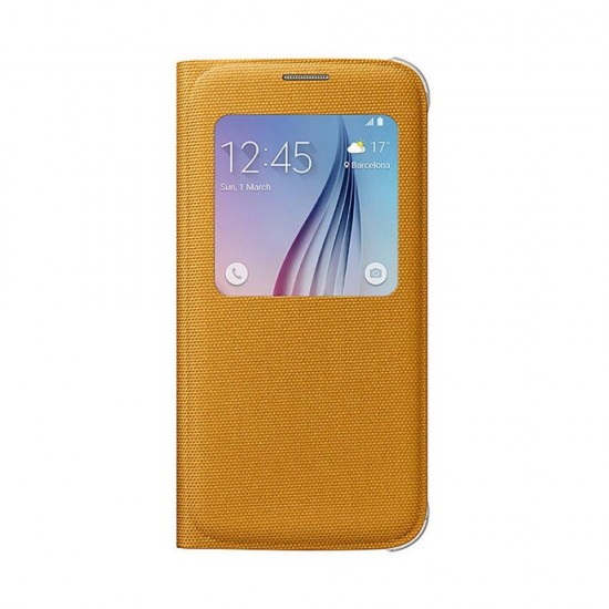 Samsung Galaxy S6 S-View Kılıf Tekstil Sarı EF-CG920BYEGWW