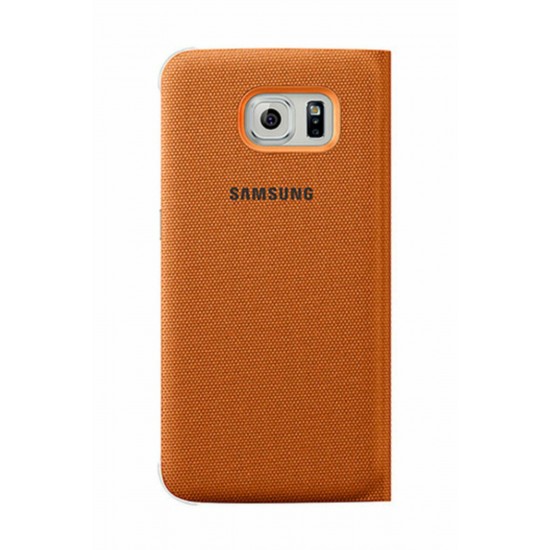 Samsung Galaxy S6 S-View Kılıf Tekstil Turuncu EF-CG920BOEGWW