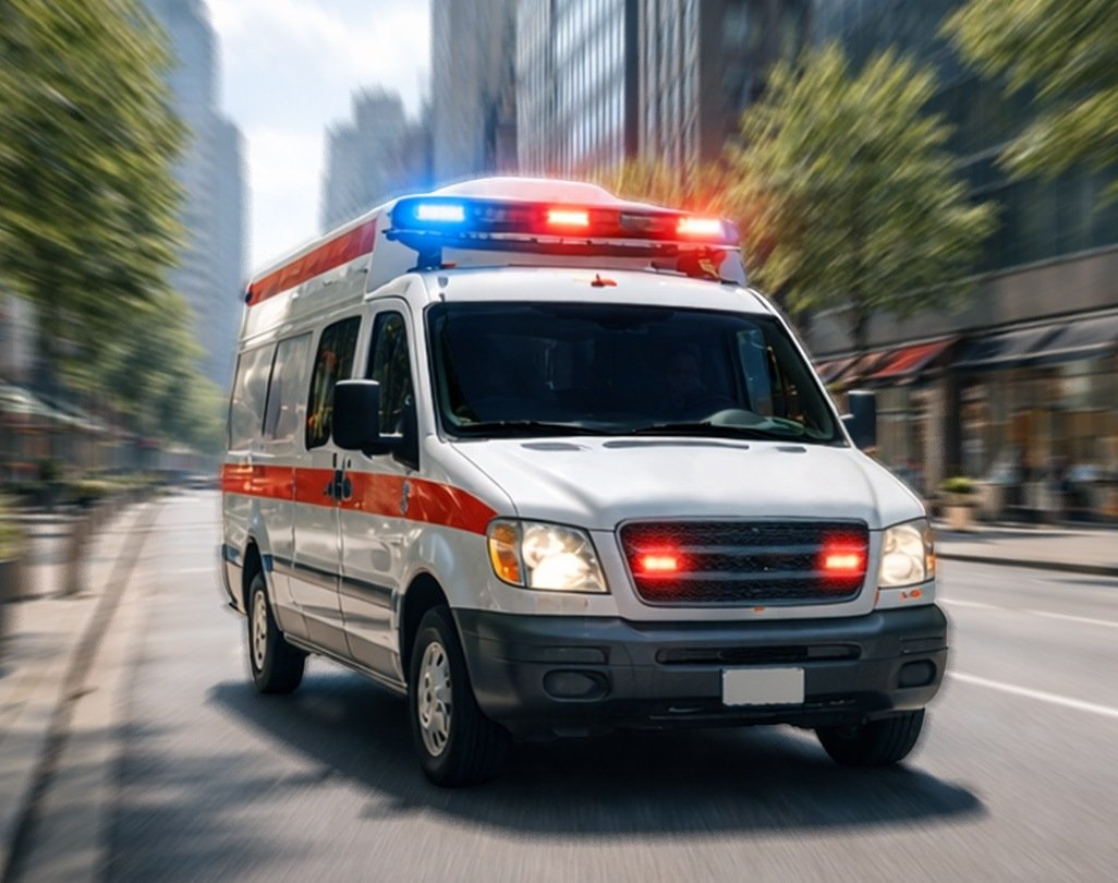 Işıkları yanan ambulans