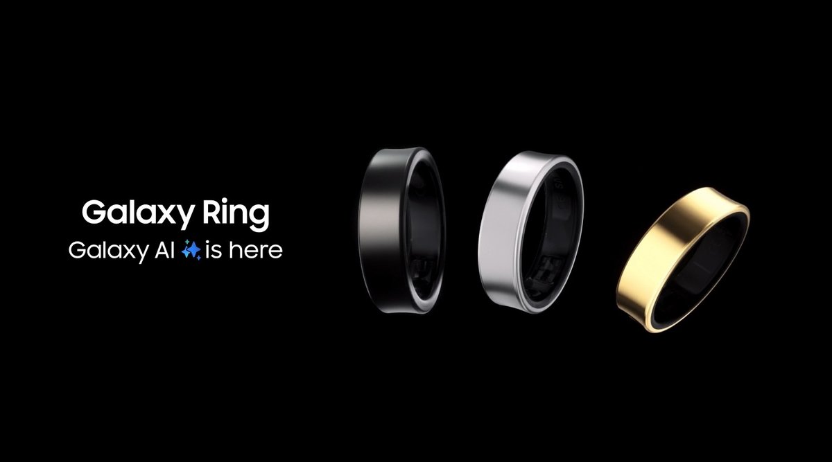 Galaxy Ring Siyah, Gümüş ve Altın Titanyum renkleri yan yana