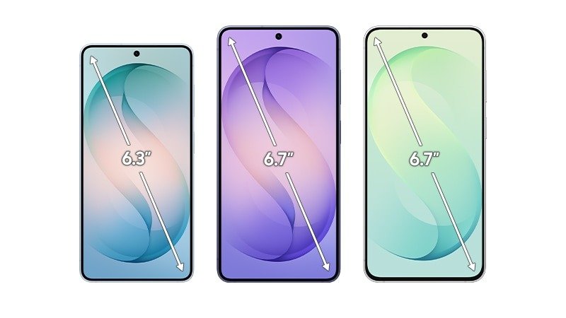 Galaxy S26 6,3 inç, S26+ ve S26 FE 6,7 inç ekran karşılaştırması